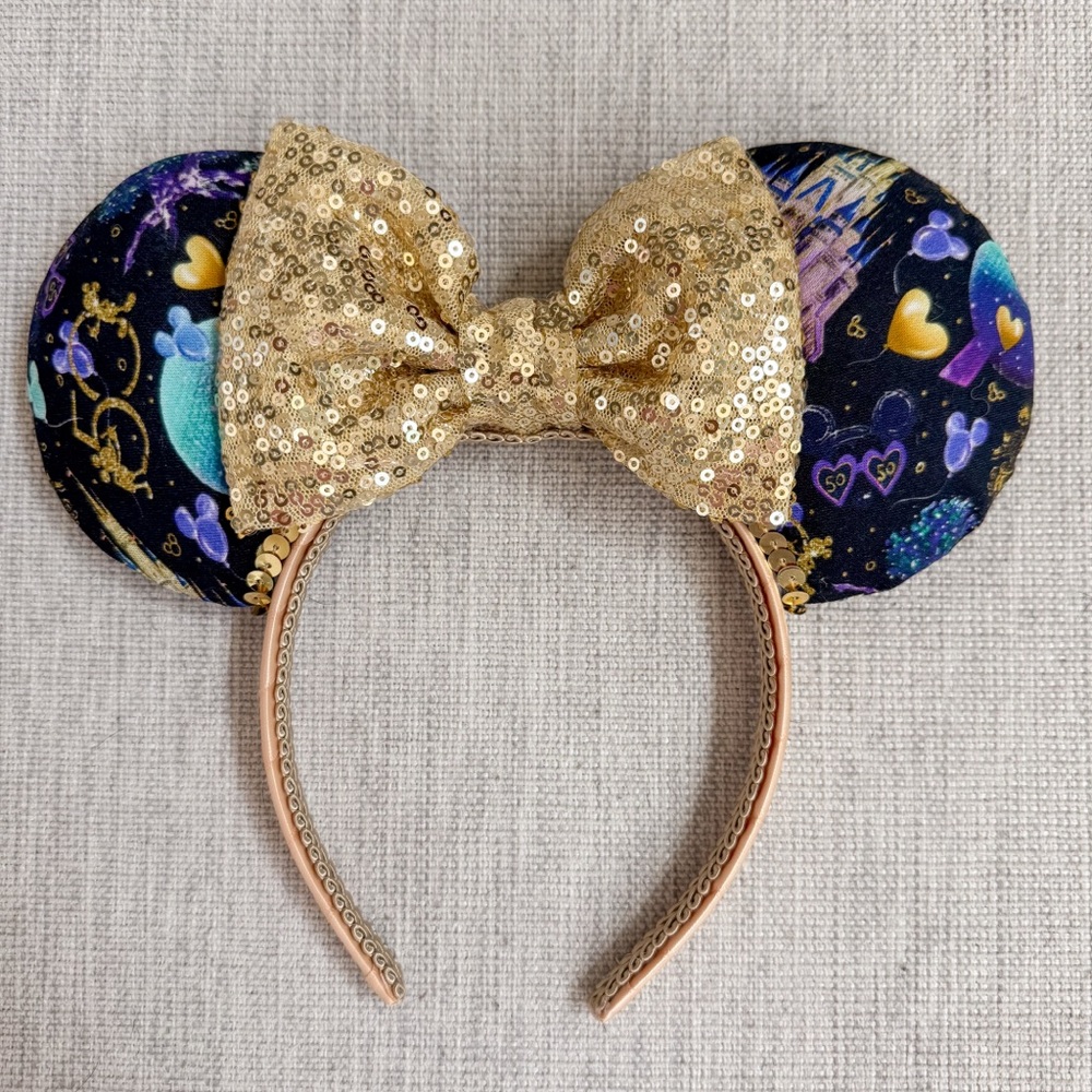 Handmade WDW 50th Mickey Mouse ears headband - adults